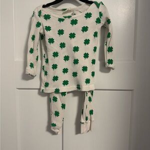 Kids Clover Pajama Set - Green and White